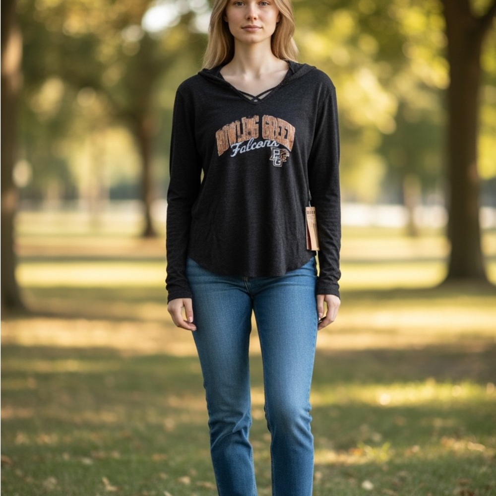 Bowling Green Falcons Black Graphic Hoodie for Women